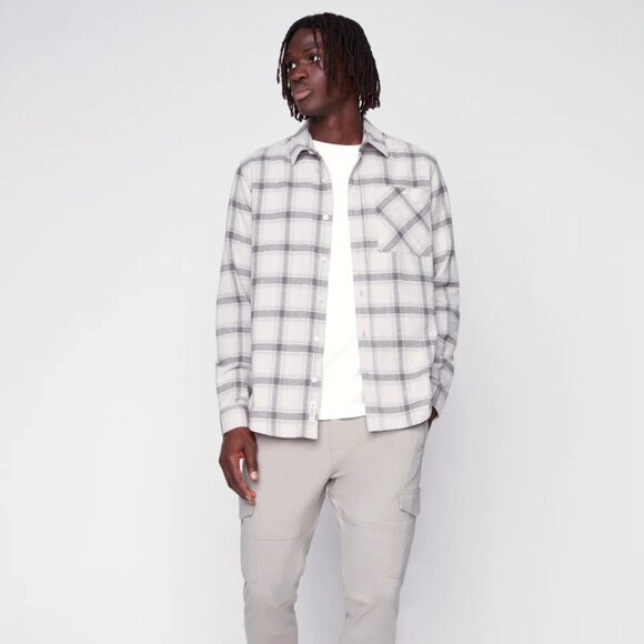 Projek Raw Stone Brushed Flannel Plaid Long Sleeve Plaid Shirt - Picture 2 of 3